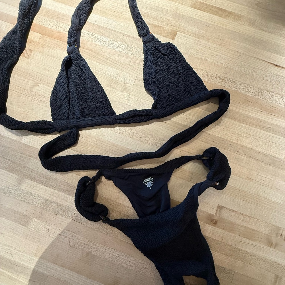 Monday Swimwear Morocco Black Crinkle Set